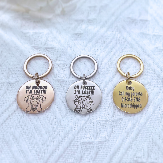 Engraved Personalised Pet Name Tags for Dogs and Cats - The Scream