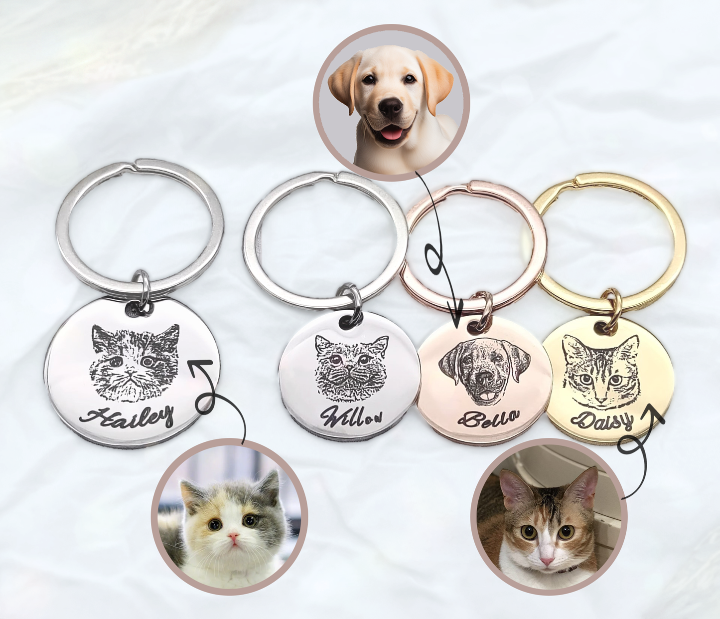 Personalised Pet Portrait Keychain - Medium/ Large