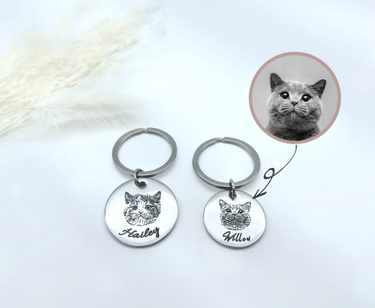 Personalised Pet Portrait Keychain - Medium/ Large