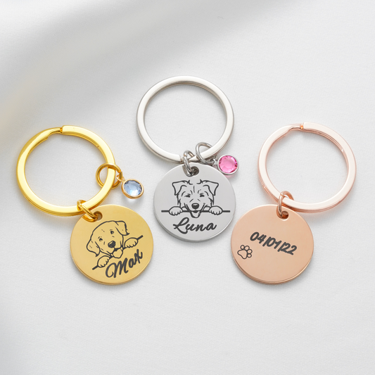 Personalised Peeking Dog Keychain
