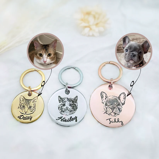 Personalised Pet Portrait Pet ID Tags • Pet Name Tags for Dogs and Cats