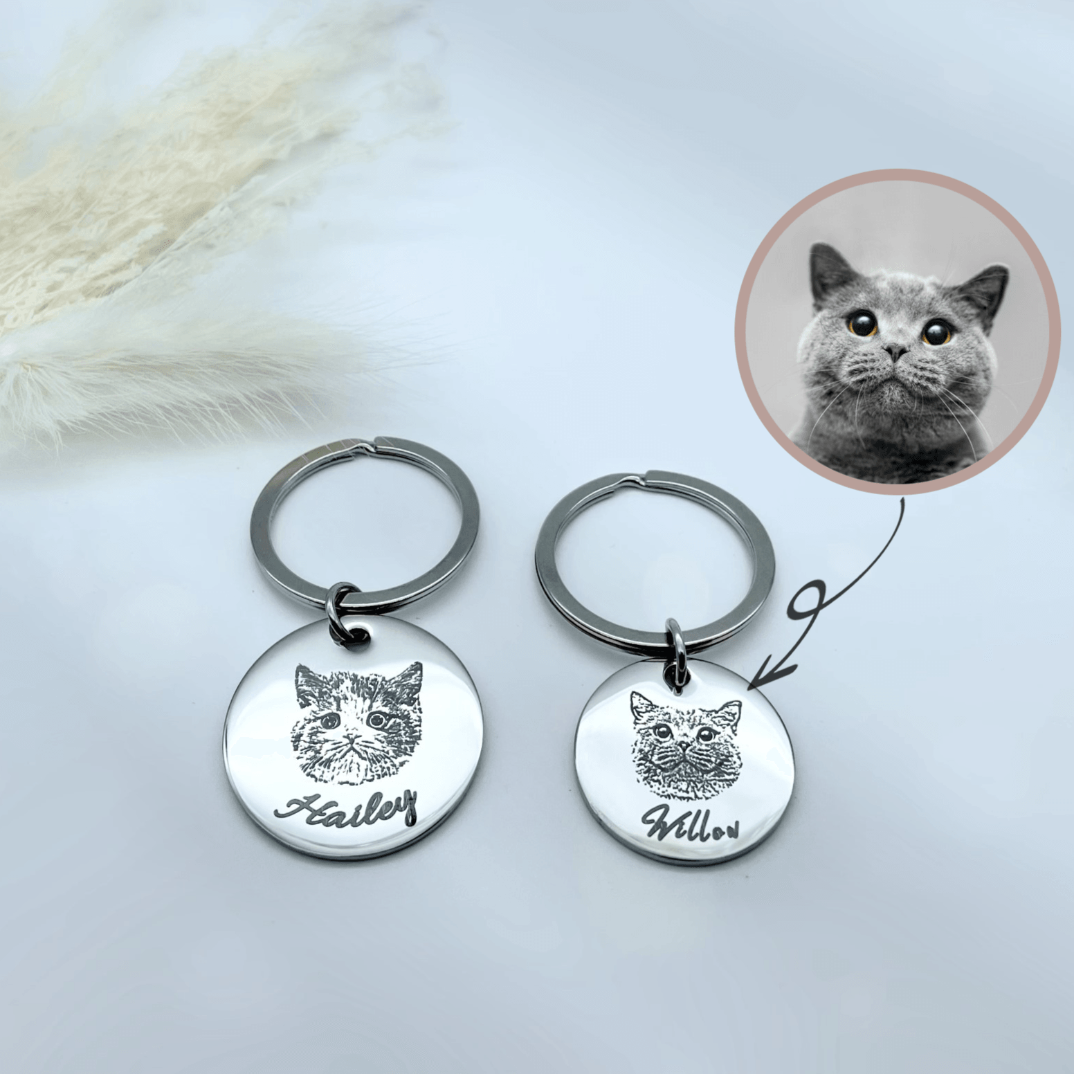 Custom Pet Portrait Keychains • Personalised Pet Photo Keyrings • Pet Memorial Gifts - Medium/ Large - Seer Studio