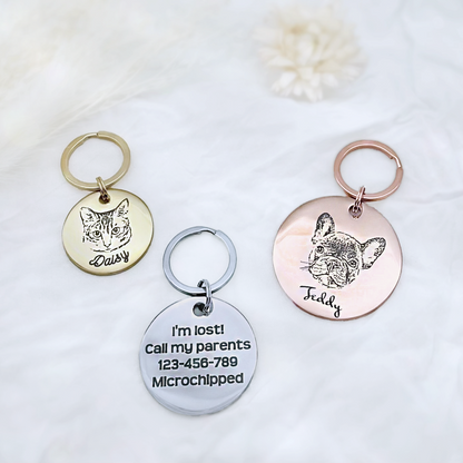 Personalised Pet Portrait Pet ID Tags • Pet Name Tags for Dogs and Cats