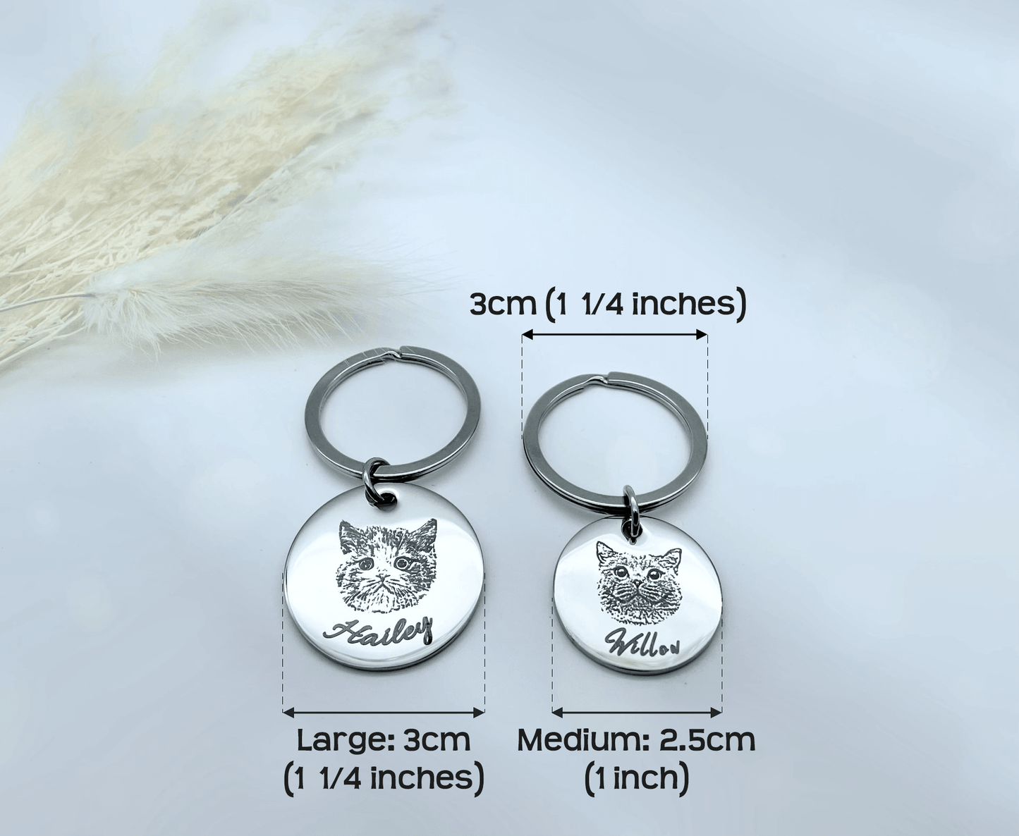 Custom Pet Portrait Keychains • Personalised Pet Photo Keyrings • Pet Memorial Gifts - Medium/ Large - Seer Studio