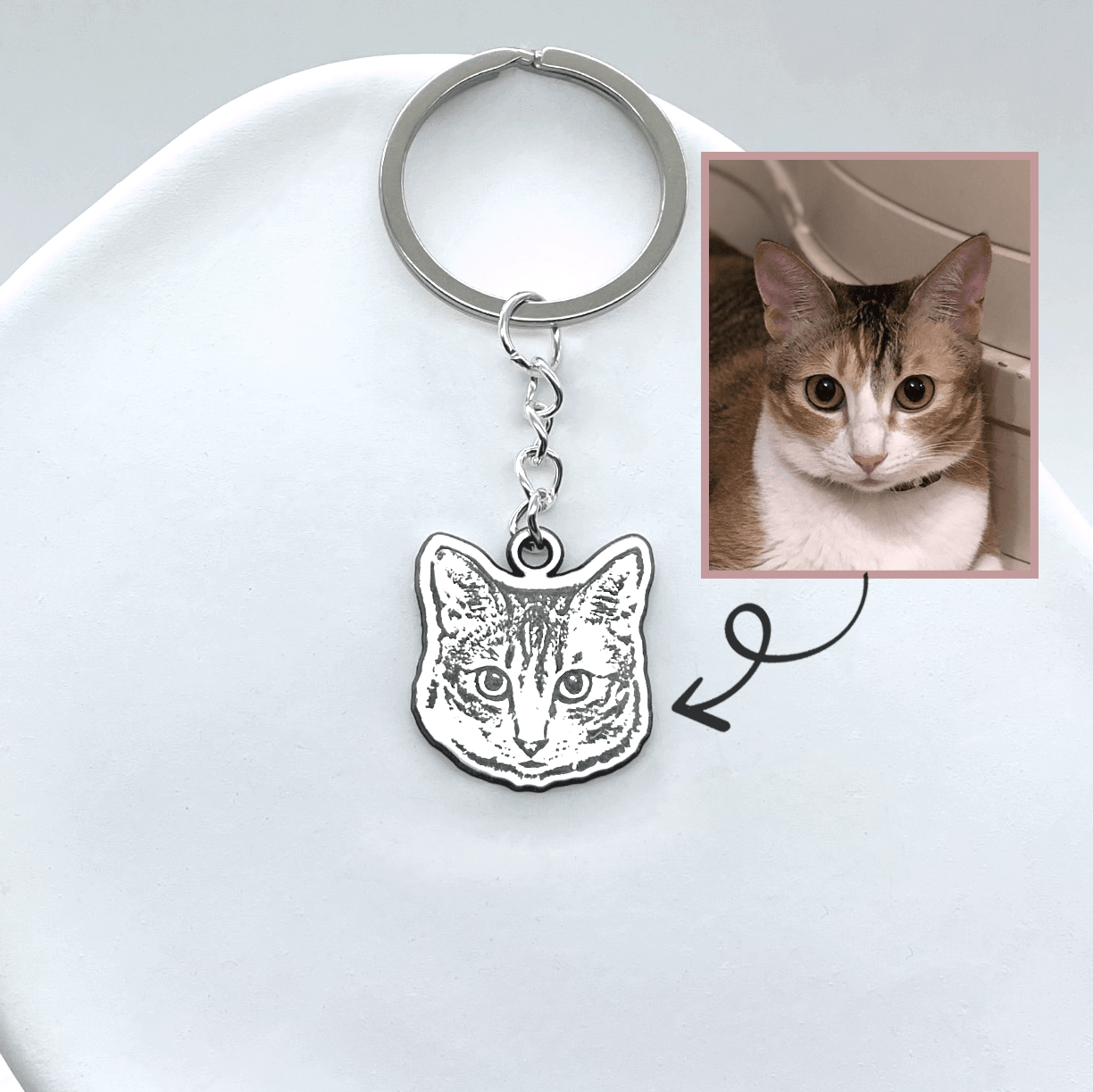 Custom Pet Portrait Keychains • Personalised Pet Head Photo Keyrings • Pet Memorial Gifts - Seer Studio