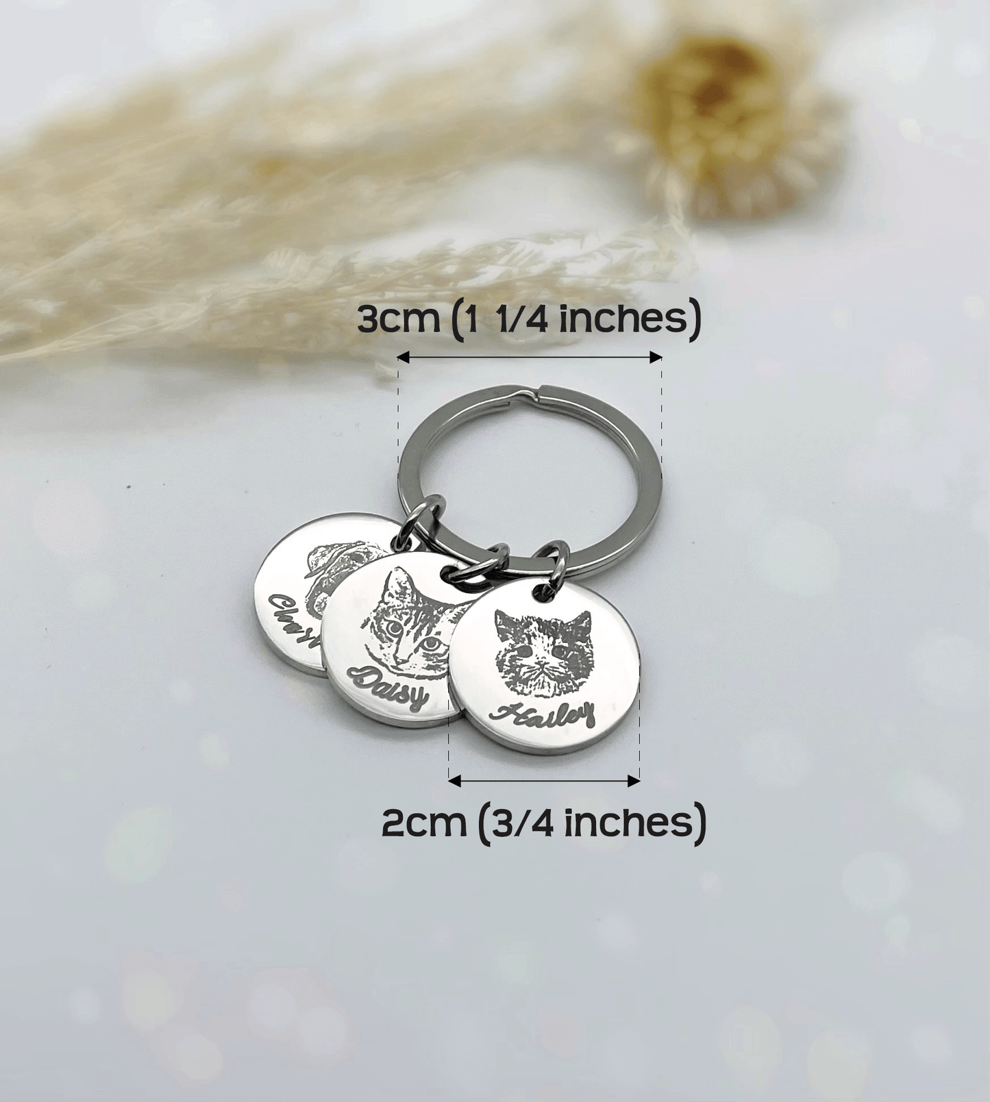 Custom Pet Portrait Keychains • Personalised Pet Photo Keyrings • Pet Memorial Gifts - Small/ Multi-pet - Seer Studio