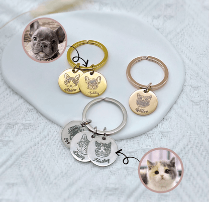 Seer Studio Custom Pet Portrait Keychains Personalised Multi pet Photo Keyrings Pet Memorial Gifts Small Multi pet